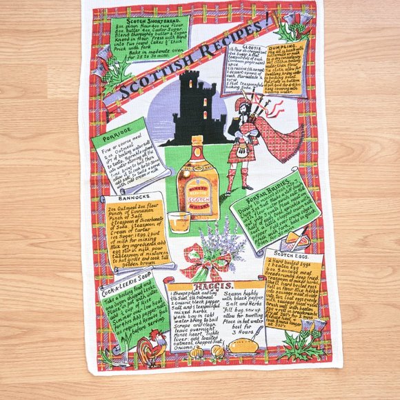 Vintage Scottish Recipes Cotton Waffle Tea Towel - Picture 1 of 5